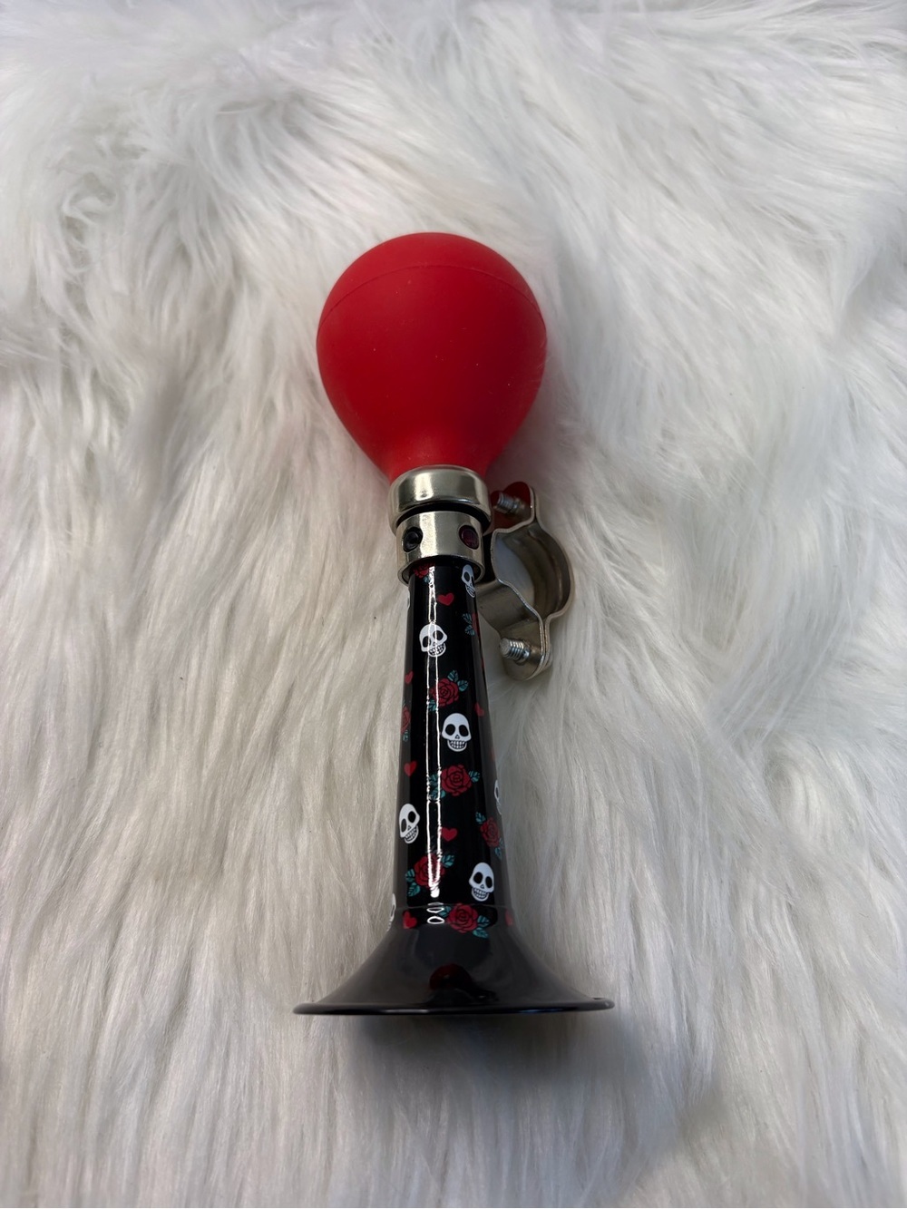 (192)Red Bulb Horn with Skull & Rose Design for Kids